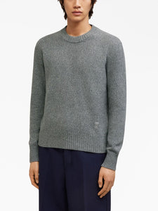 AMI Pull Col Rond en Cachemire Ami de Coeur Heather grey
