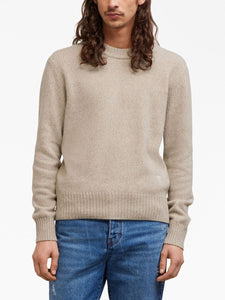 AMI Pull Col Rond en Cachemire Ami de Coeur Champagne