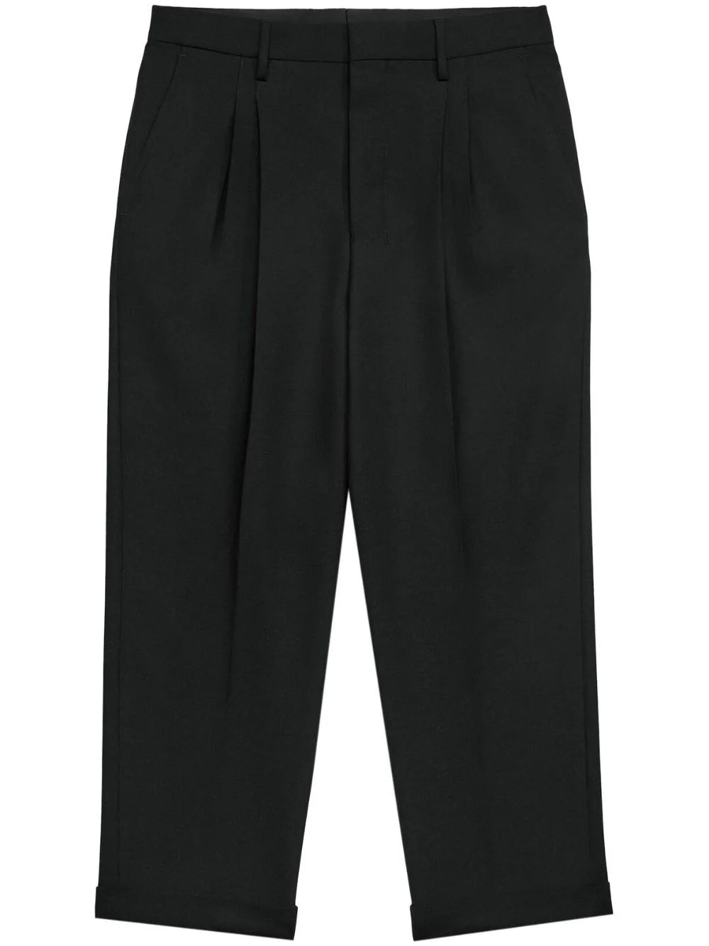 AMI Pantalon Carotte en Laine Noir