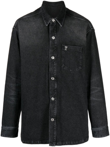 AMI Chemise Oversize Ami de Coeur Metal Noir