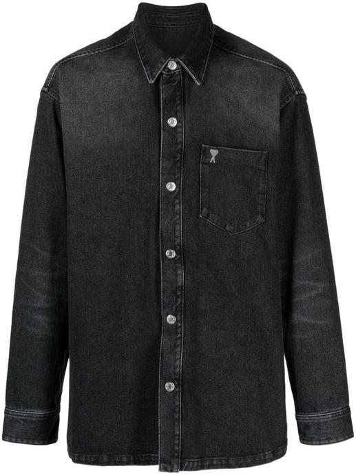 AMI Chemise Oversize Ami de Coeur Metal Noir