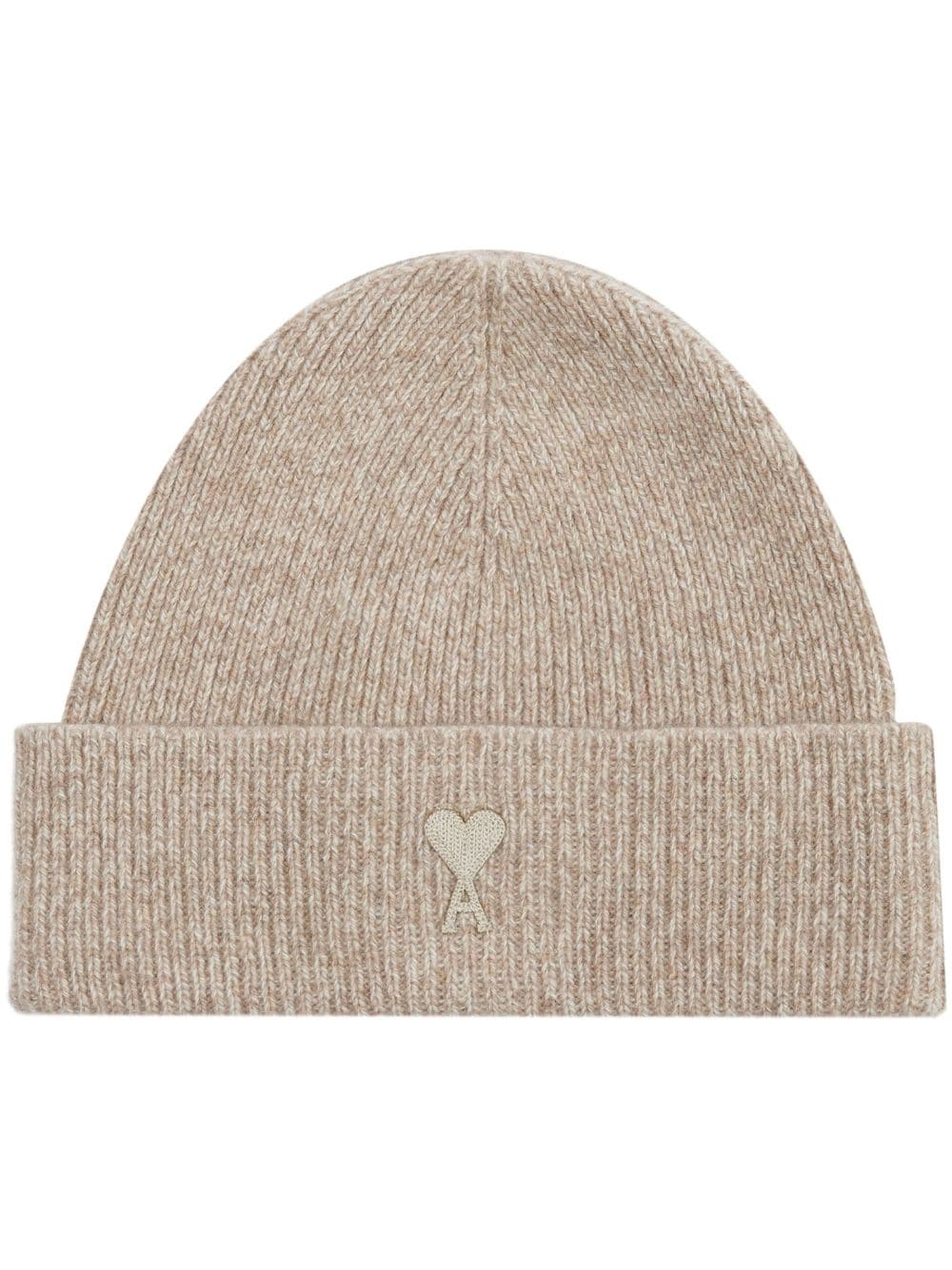 AMI Bonnet Ami de Coeur en Cachemire Champagne