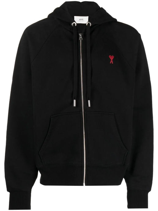 AMI Hoodie Zip Ami de Coeur Boxy Noir