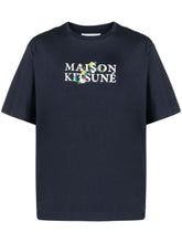 Charger l&#39;image dans la galerie, Maison Kitsuné T-shirt Oversize Flowers Navy