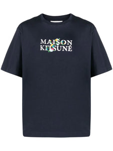 Maison Kitsuné T-shirt Oversize Flowers Navy