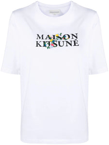 Maison Kitsuné T-shirt Flowers Comfort White