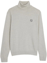 Charger l&#39;image dans la galerie, Maison Kitsuné Pull Col roule Fox Head Bold Light grey