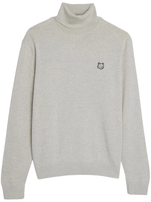 Maison Kitsuné Pull Col roule Fox Head Bold Light grey