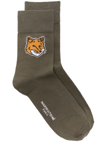 Maison Kitsuné Chaussettes Fox Head Khaki