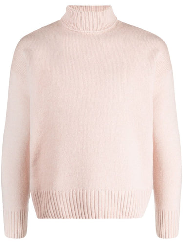 AMI Pull Col Roulé avec Coudières Rose