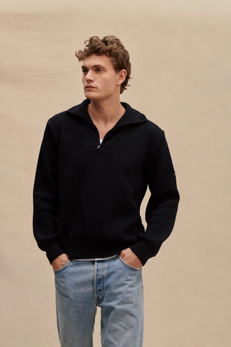 Le Minor Pull Camionneur en Laine Marine