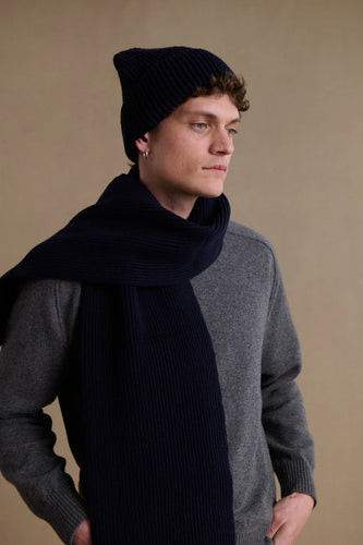 Le Minor Bonnet Mixte en Laine Mérinos Marine