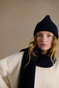 Le Minor Bonnet Mixte en Laine Mérinos Marine