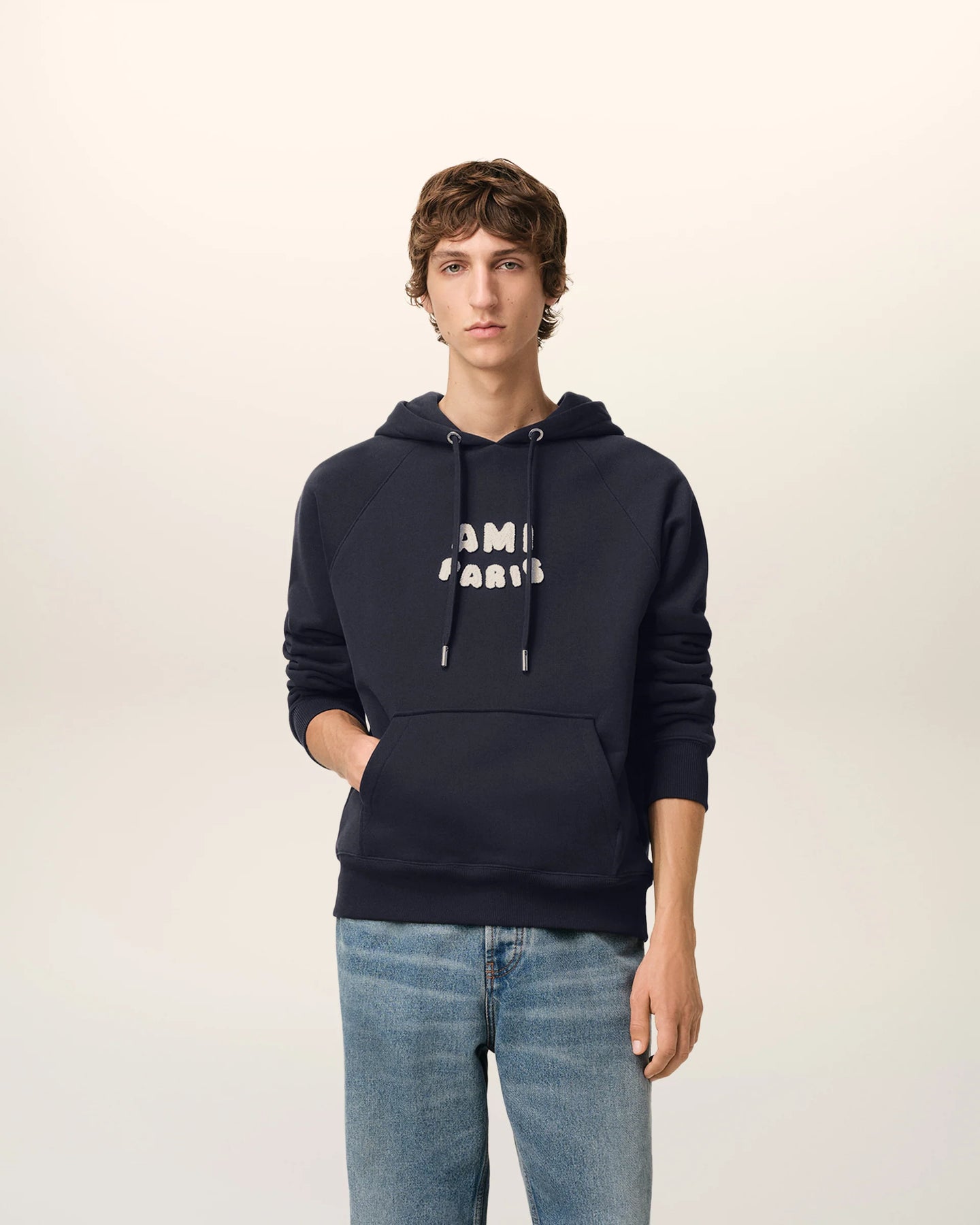 AMI Hoodie Patch Ami Paris Bleu Marine