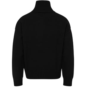 AMI Pull Col Roulé Boxy Ami de Coeur en Laine Noir