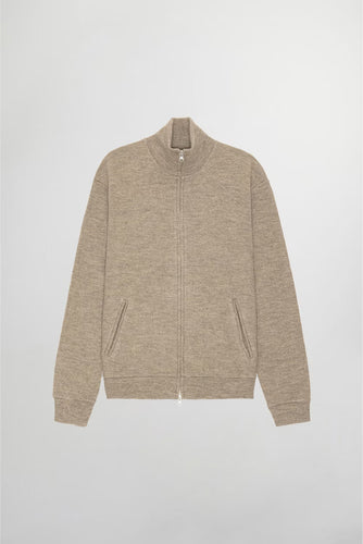 NN07 Veste Boiled Full Zip en Laine Khaki Beige