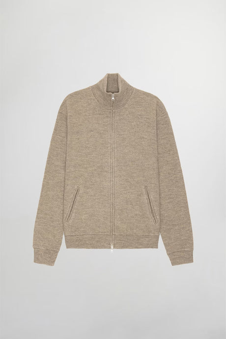 NN07 Veste Boiled Full Zip en Laine Khaki Beige