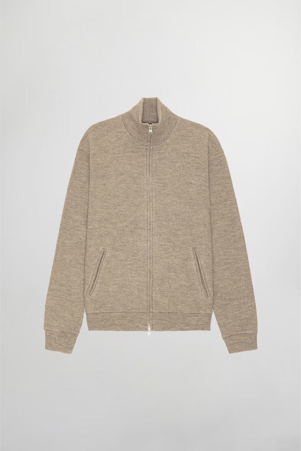 NN07 Veste Boiled Full Zip en Laine Khaki Beige