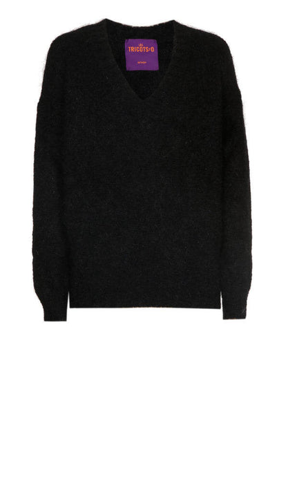 Les Tricots d'O Pull Mohair Col V Noir