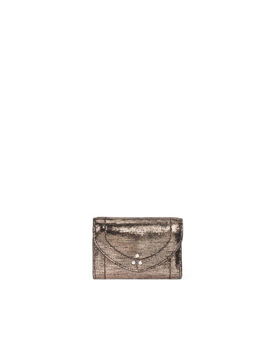Jerome Dreyfuss Portefeuille Helmut PM Chèvre Lamé Champagne