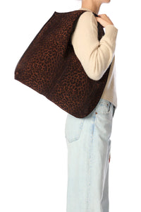Jerome Dreyfuss Sac Paco Croûte Velours Imprimé Léopard Naturel