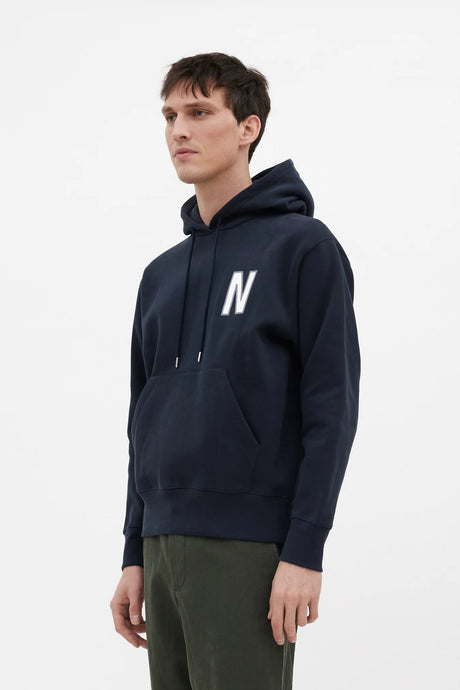 Norse Projects Hoodie Arne Relaxed Brushed Dark Navy