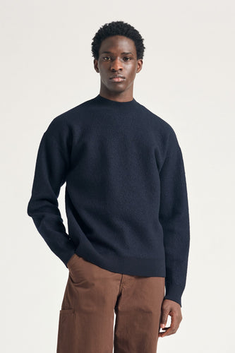 Norse Projects Pull Rom Boiled en Laine Dark Navy