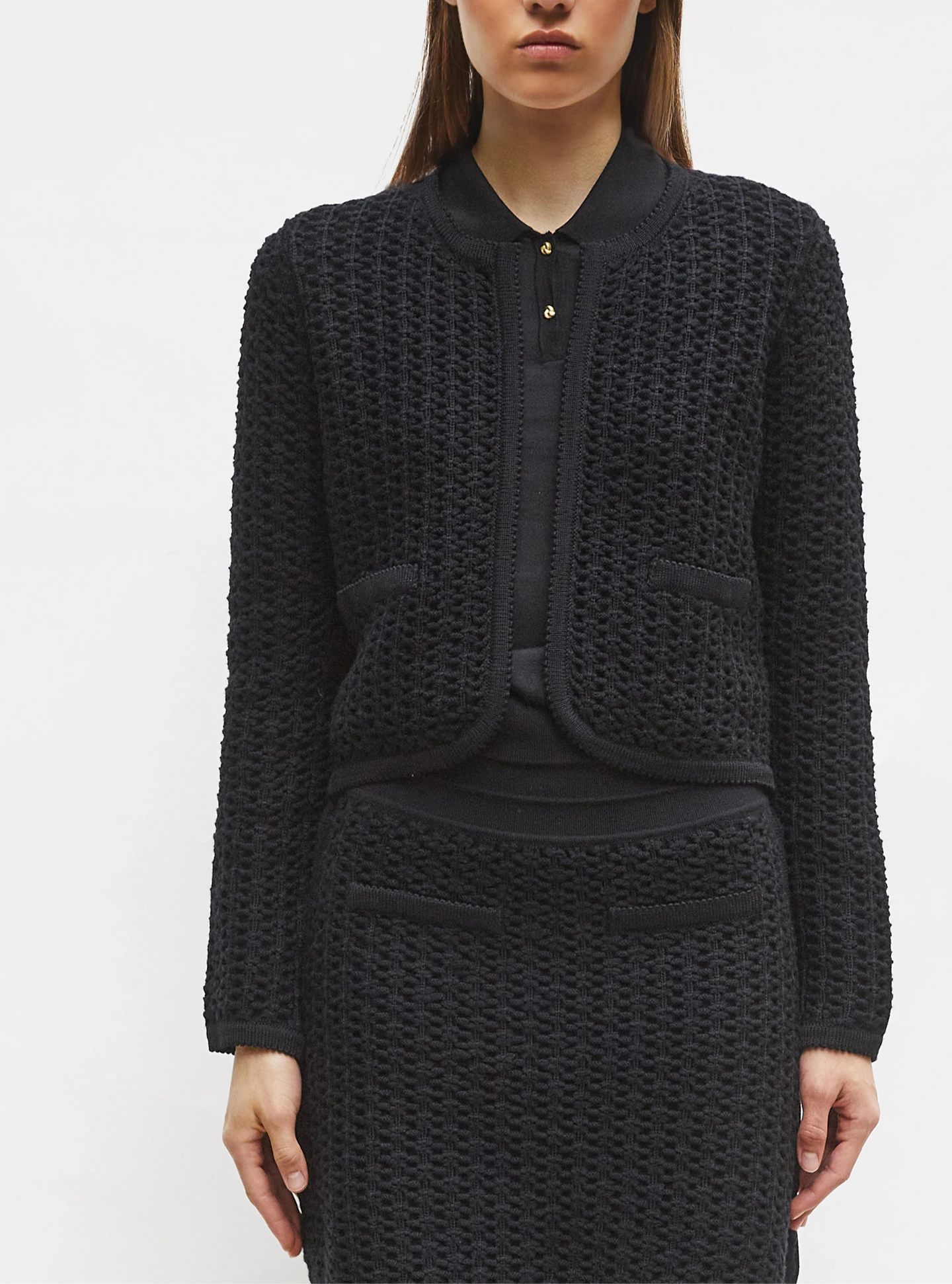 Molli Veste Diane en maille Tweedée Noir Profond