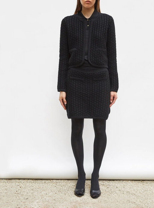 Molli Jupe Courte Danie en maille Tweedée Noir Profond