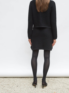 Molli Jupe Courte Danie en maille Tweedée Noir Profond