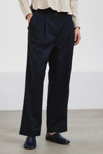Charger l'image dans la galerie, Pomandère Pantalon en Flanelle Coton Laine Bleu