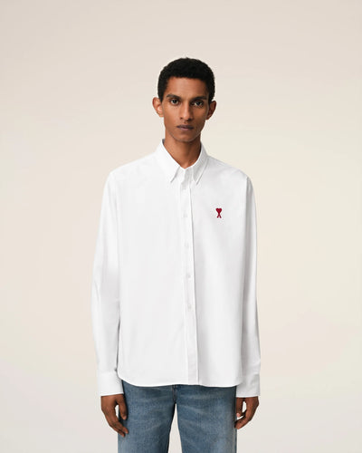 AMI Chemise Classique Ami de Coeur Oxford Blanc