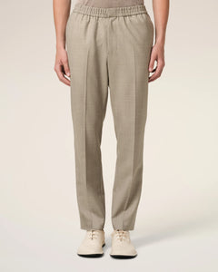AMI Pantalon Taille Elastiquée en Laine Cendre