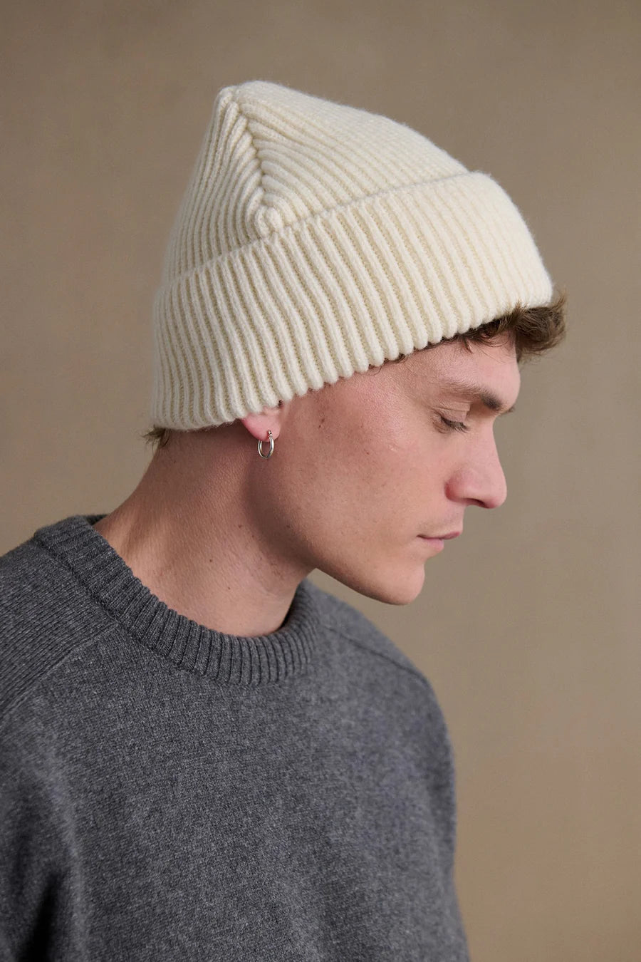 Le Minor Bonnet Mixte en Laine Mérinos Ecru