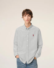 Charger l&#39;image dans la galerie, AMI Chemise Ami de Coeur Oxford Rayé Noir Blanc