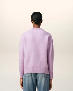 AMI Femme Pull Ami de Coeur en Laine Lilas