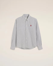 Charger l&#39;image dans la galerie, AMI Chemise Ami de Coeur Oxford Rayé Noir Blanc