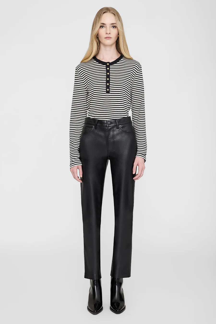 Anine Bing Pantalon Bruno en Cuir Black