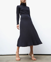 Charger l&#39;image dans la galerie, Molli Jupe Thelma Longue en Maille Cannage Nuit