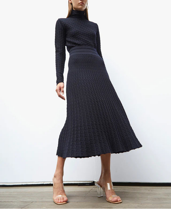 Molli Jupe Thelma Longue en Maille Cannage Nuit