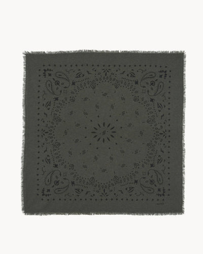 Kujten Grand Bandana Hachiko en Cachemire Kaki Fonce