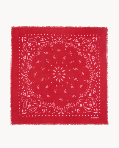 Kujten Grand Bandana Hachiko en Cachemire Rouge Rose