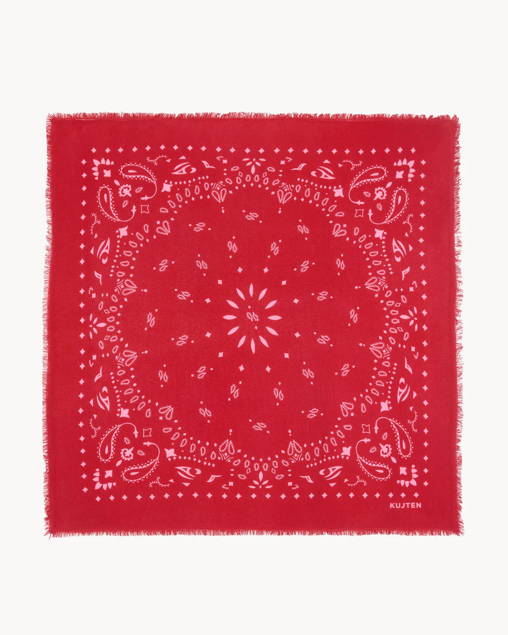 Kujten Grand Bandana Hachiko en Cachemire Rouge Rose