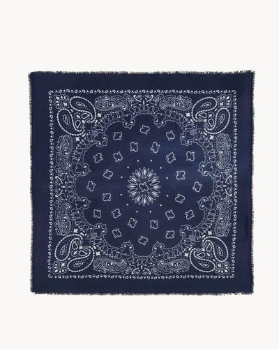 Kujten Grand Bandana Hachiko en Cachemire Marine Fonce
