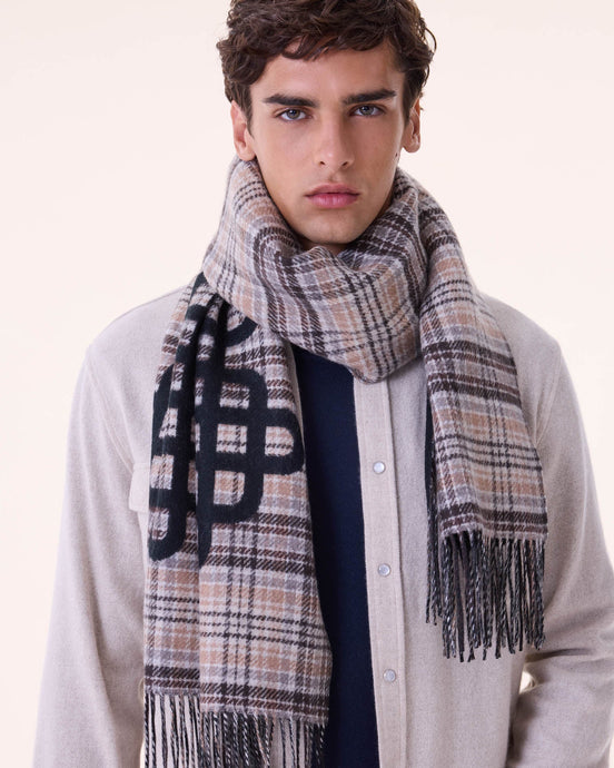 Kujten Echarpe Scarfy Tartan en Cachemire Marron