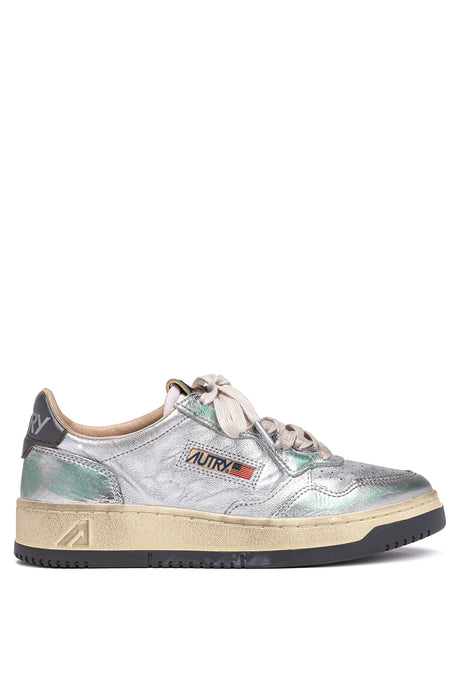 Autry Sneakers Medalist 01 Low Super Vintage Leather Silver MH01