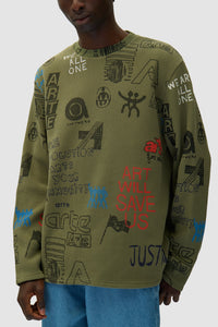 Arte T-Shirt Allover Waffle Manches Longues Green