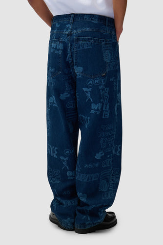 Arte Pantalon Graffiti Allover Bleach