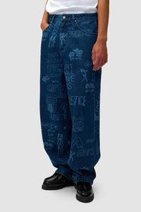 Arte Pantalon Graffiti Allover Bleach