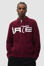 Charger l'image dans la galerie, Arte Pull Cardigan Stencil Zip Bordeaux